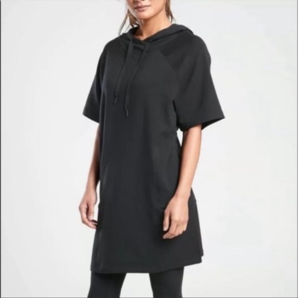 Athleta Cabana Tunic Dress short sleeve sweatshirt material black size XS